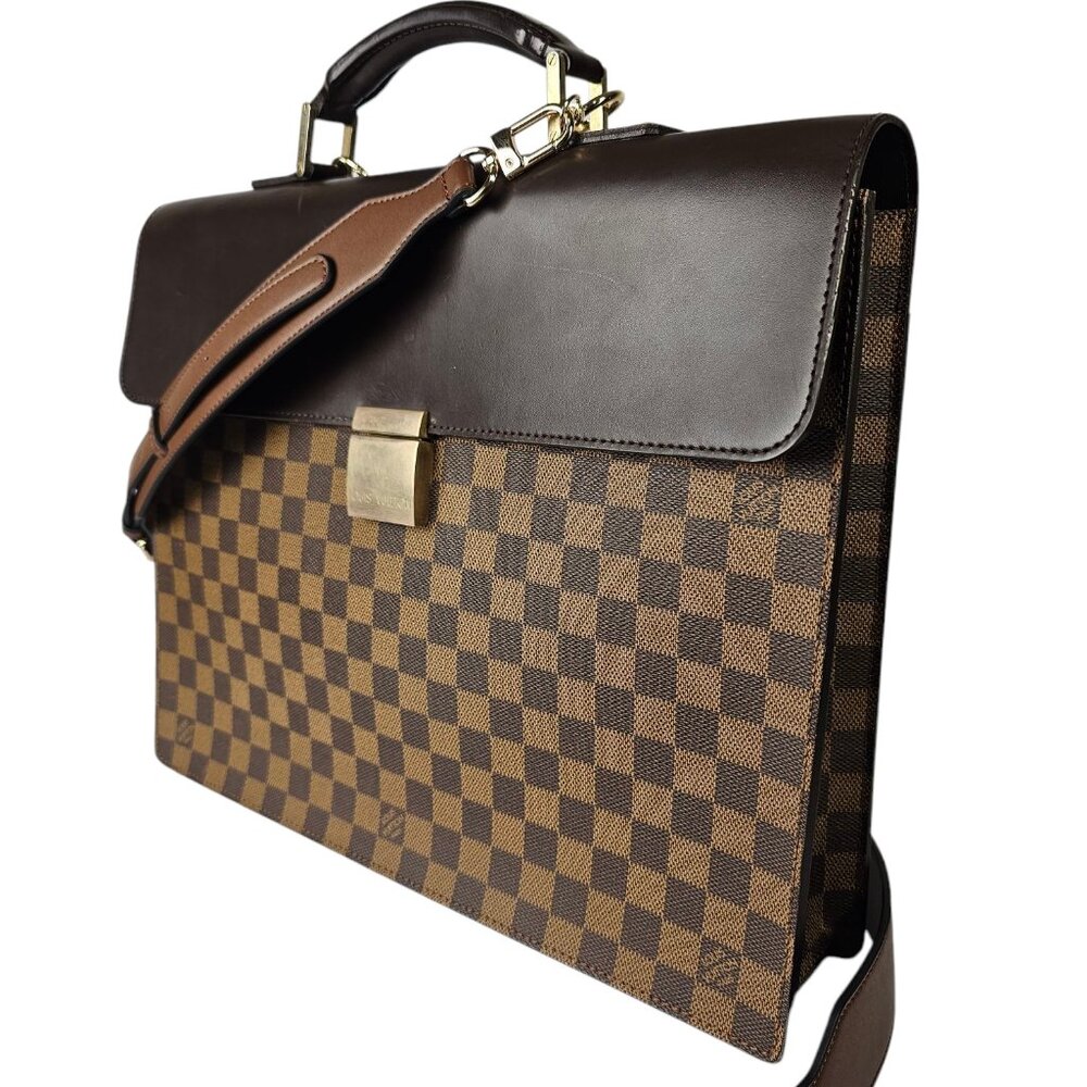 LOUIS VUITTON Damier Messenger Briefcase Mens LV Work Bag Authentic Damier LV - Picture 4 of 16